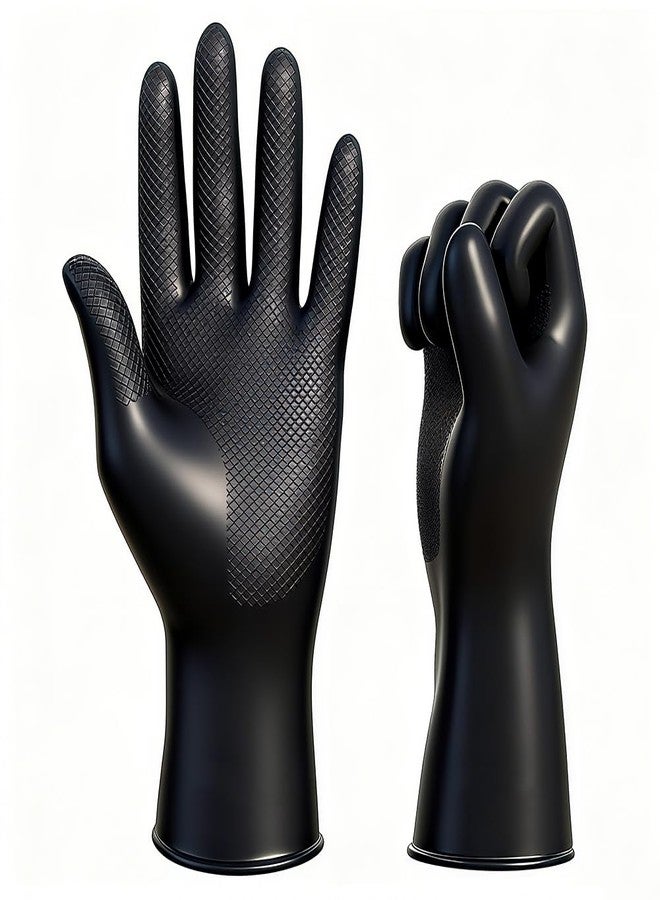 VOVOH 2Pcs Hair Dye Gloves, Black Reusable Rubber Gloves, Professional Hair Coloring Accessories for Hair Salon Dyeing(Size:S) - Image 1